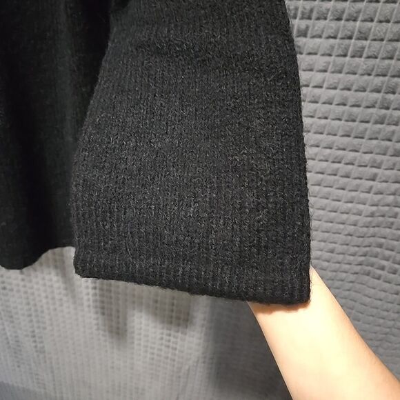 Alpaca Cardigan Cape Sweater SzM 3/4Sleeve Kenar Knit Cozy Basic Capsule Cottage - Picture 12 of 16